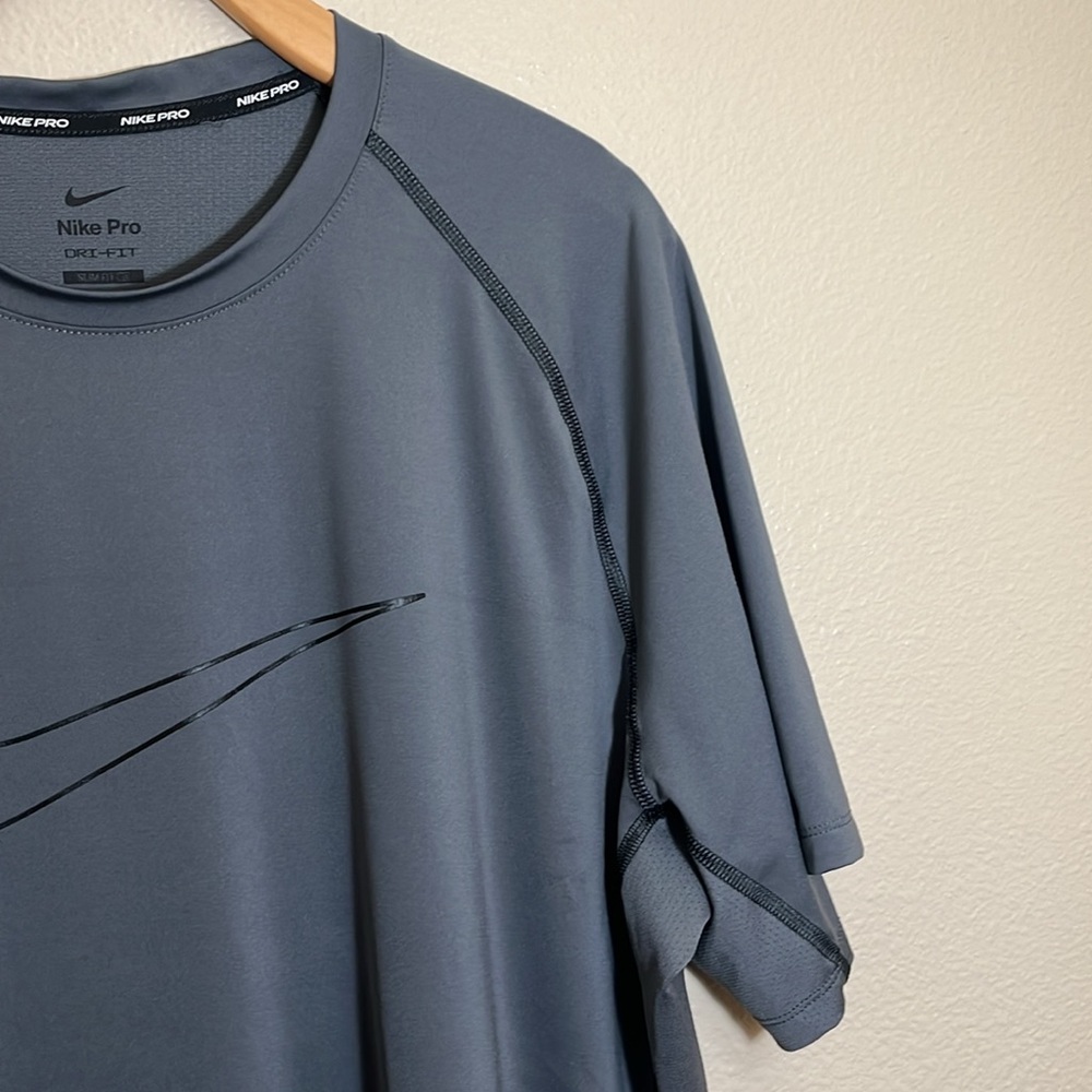 Nike Pro Dri-Fit Gray Slim Fit Short Sleeve T-Shirt - Picture 5 of 12